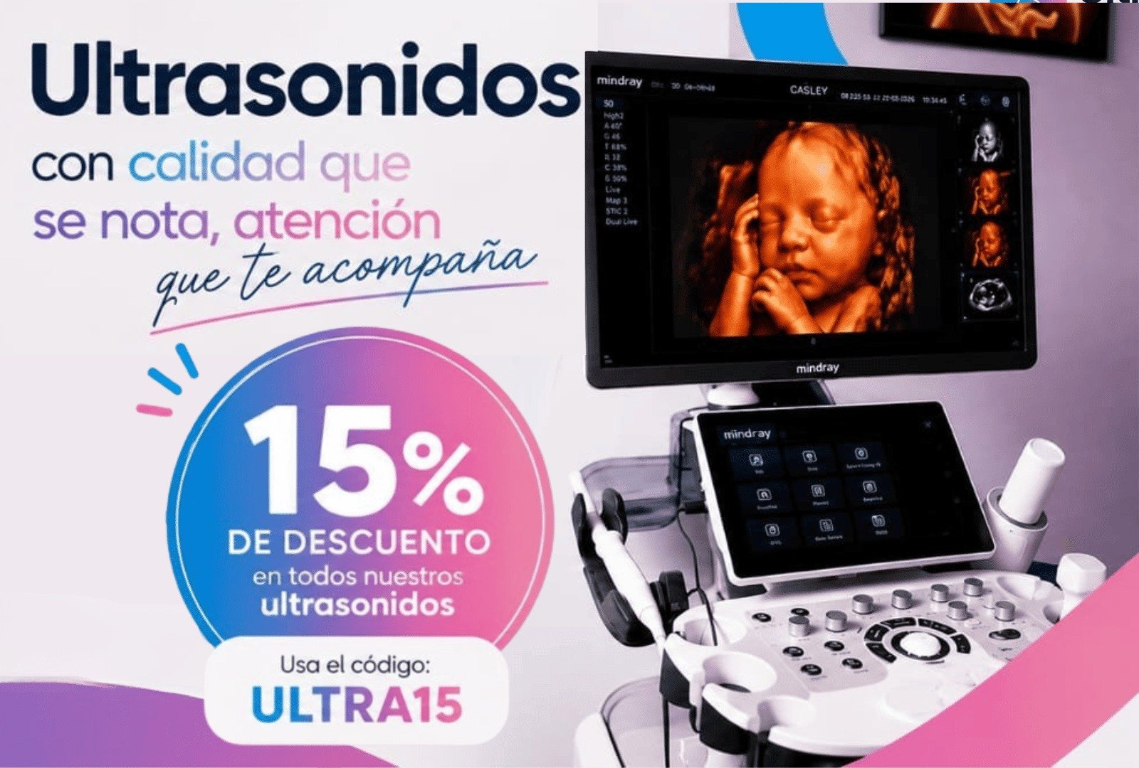 Promoción de 15% de descuento en ultrasonidos con código WEB15